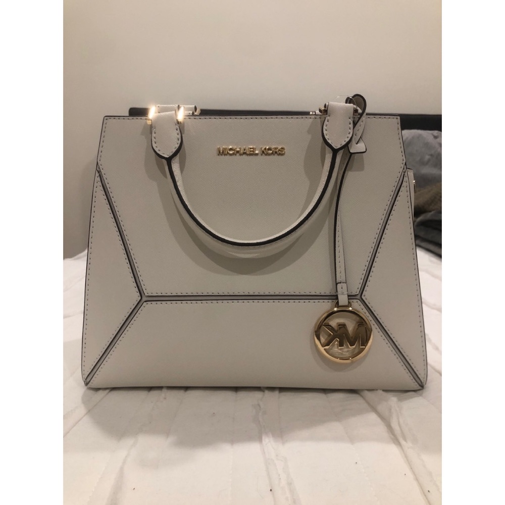Michael Kors Prism Medium Satchel Optic White